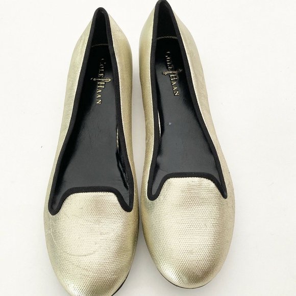 Cole haan gold flats Clearance